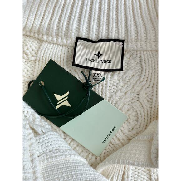 NWT Tuckernuck Ivory Cotton Colette Cable Knit Cardigan Cream Off-White Cozy XXL - Picture 7 of 9